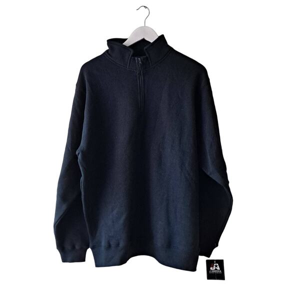 J. America Dark Navy Blue High / Mock Neck L/S Quarter Zip Fleece Jacket - M - Picture 3 of 10